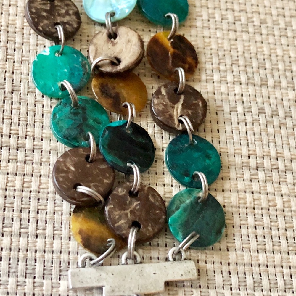 Sea Green Paua Shell Coin Bracelet